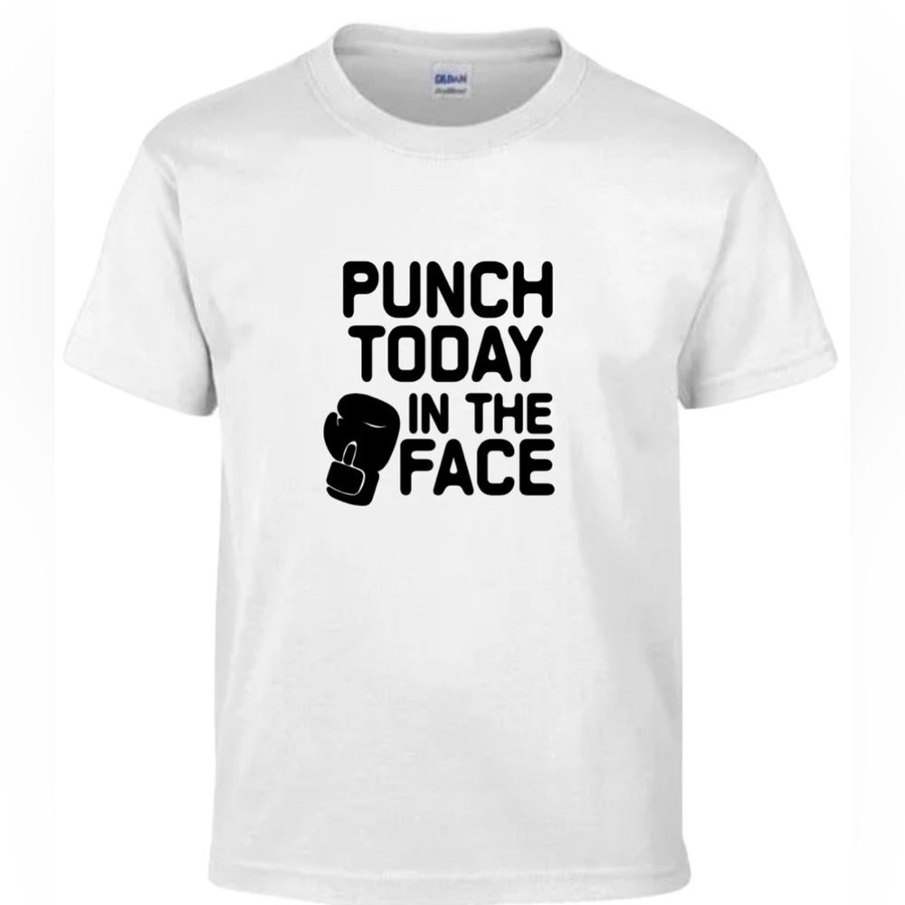 Gildan White Tee with Boxing Print